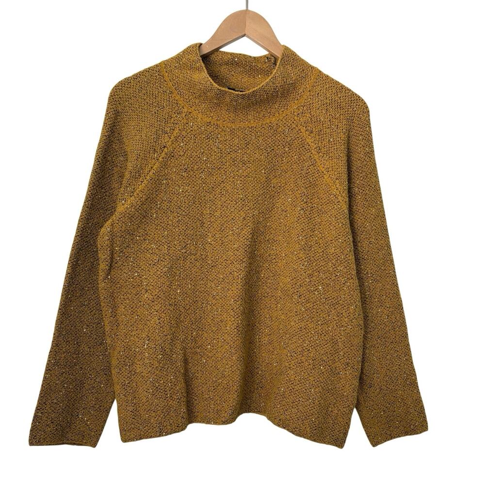 Eileen Fisher Texture Knit Mock Neck Sweater Women’s Sz Medium Fall Quiet Luxury